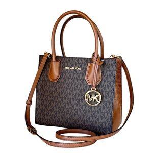 Michael Kors Mercer Medium Satchel Shoulder Crossbody Bag MK Brown